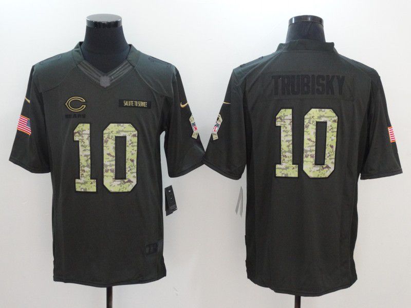 Men Chicago Bears #10 Trubisky Green Nike Salute to Service Limited NFL Jersey
